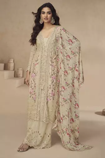 Premium chinon silk salwar suit set with matching dupatta