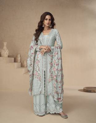  chinon silk salwar suit set with matching dupatta 2