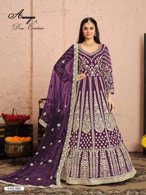 WINE CORD sequin WORK NET DESIGN GOWN 1