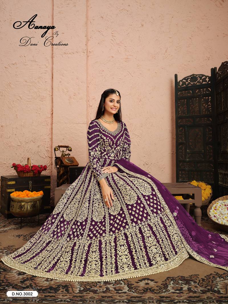 WINE COLOR CORD N SEQUNCE WORK NET SEMI STICHED DESIGN GOWN