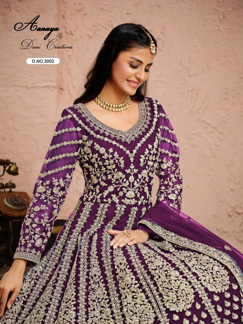 WINE COLOR CORD N SEQUNCE WORK NET SEMI STICHED DESIGN GOWN