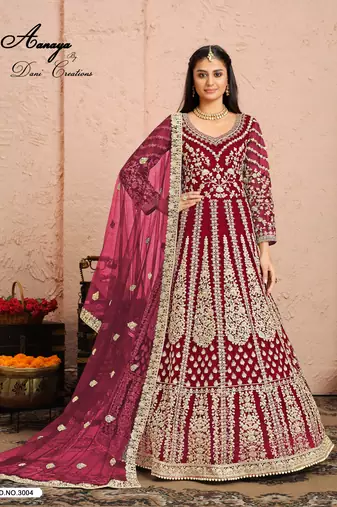  RANI COLOR CORD N SEQUNCE WORK NET SEMI STICHED DESIGN GOWN