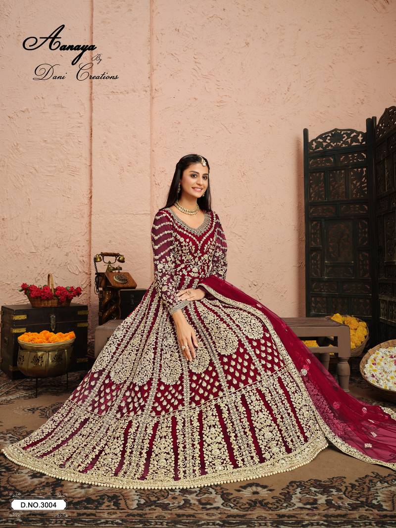  RANI COLOR CORD N SEQUNCE WORK NET SEMI STICHED DESIGN GOWN