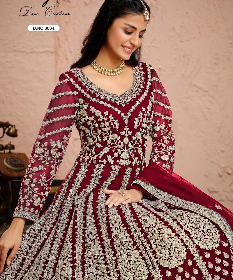  RANI COLOR CORD N SEQUNCE WORK NET SEMI STICHED DESIGN GOWN