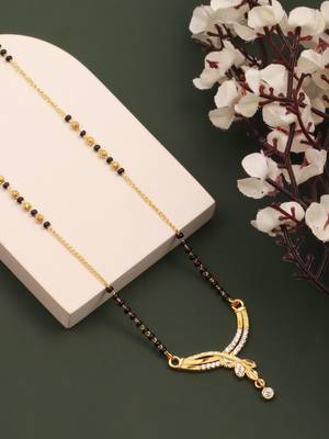 gold plated diamond mangalsutra  1
