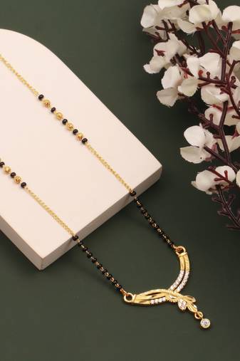 gold plated diamond mangalsutra 