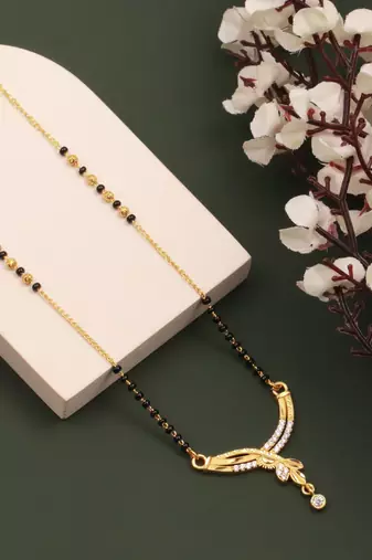 gold plated diamond mangalsutra 