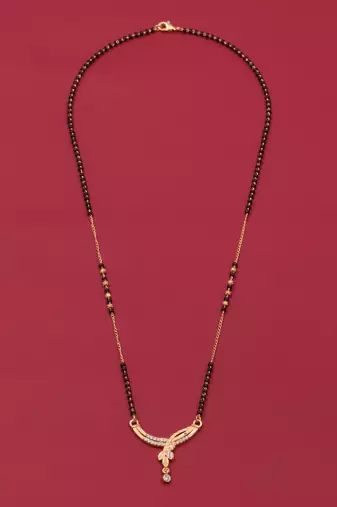 gold plated diamond mangalsutra 