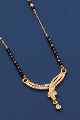 gold plated diamond mangalsutra 