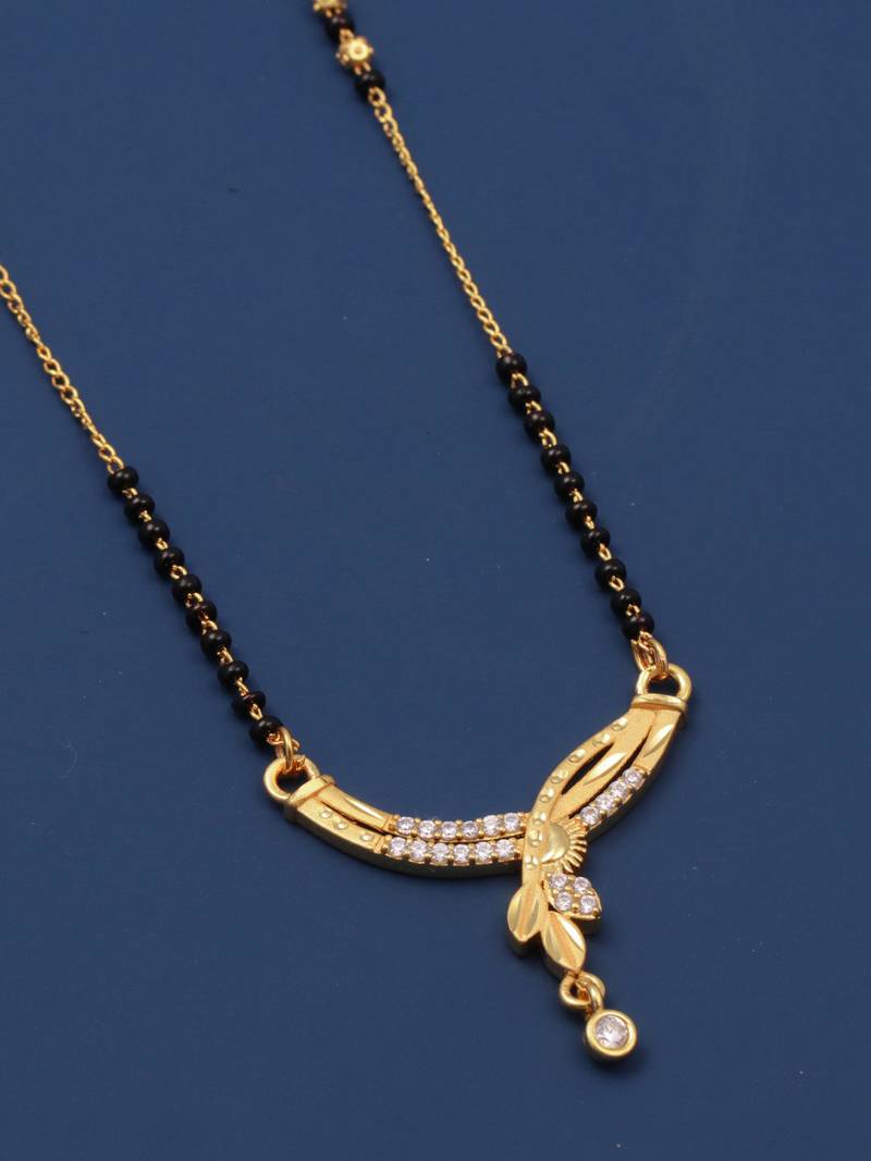 gold plated diamond mangalsutra 
