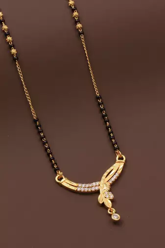 gold plated diamond mangalsutra 