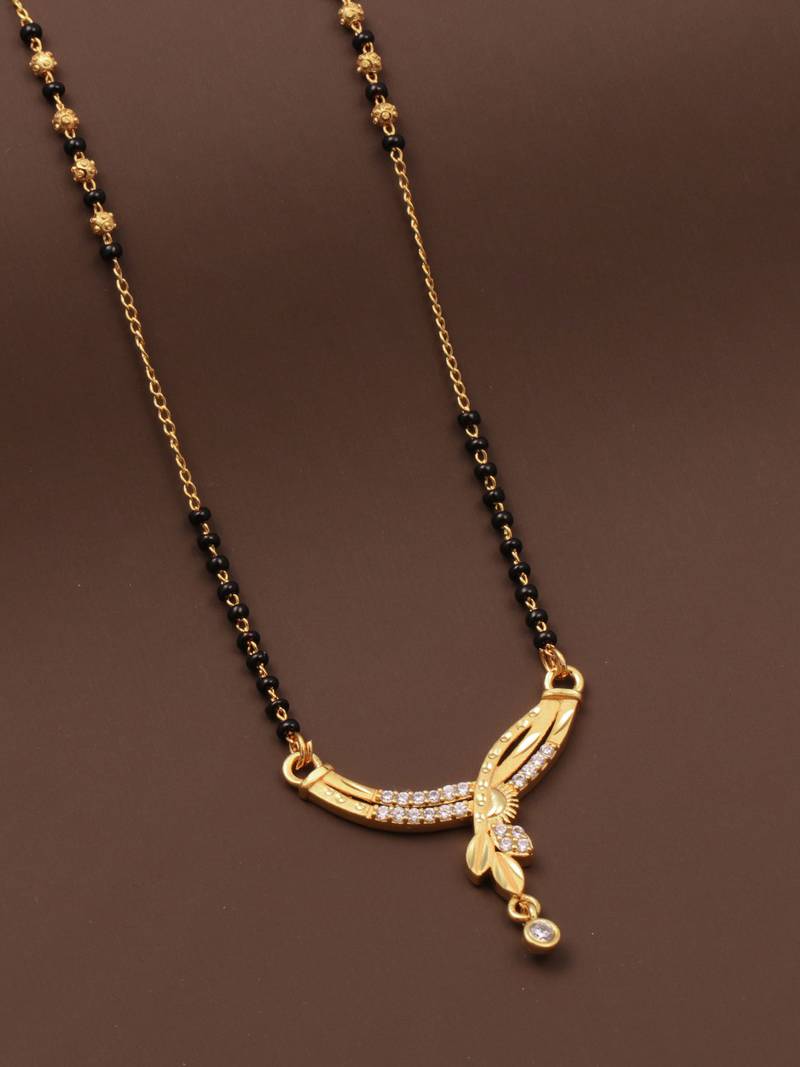 gold plated diamond mangalsutra 