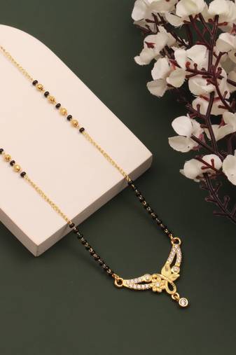 gold plated diamond mangalsutra 