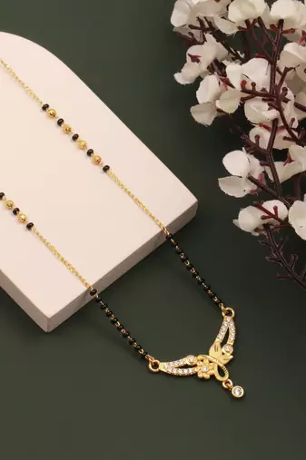 gold plated diamond mangalsutra 