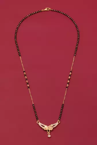gold plated diamond mangalsutra 