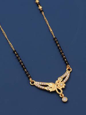 gold plated diamond mangalsutra  3