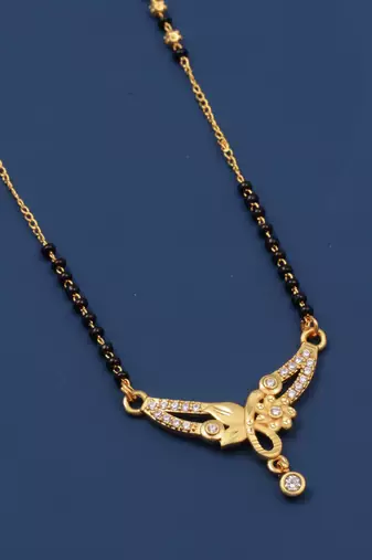 gold plated diamond mangalsutra 