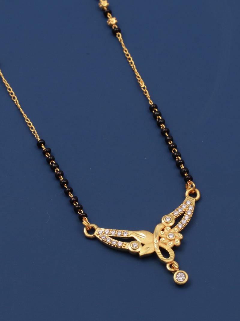 gold plated diamond mangalsutra 