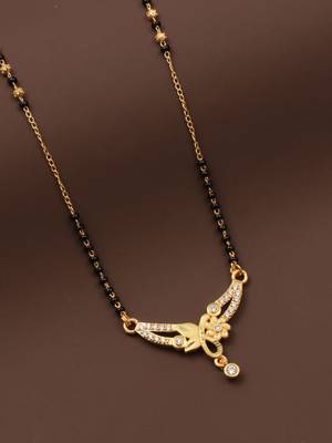 gold plated diamond mangalsutra  4