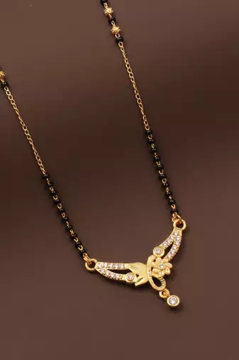gold plated diamond mangalsutra 