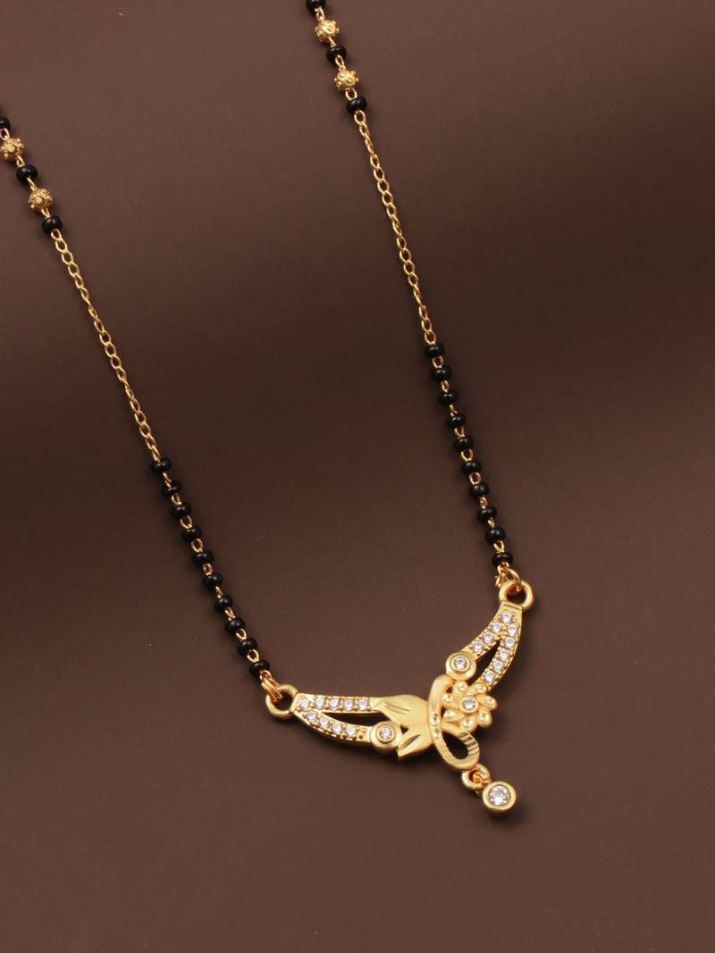 gold plated diamond mangalsutra 
