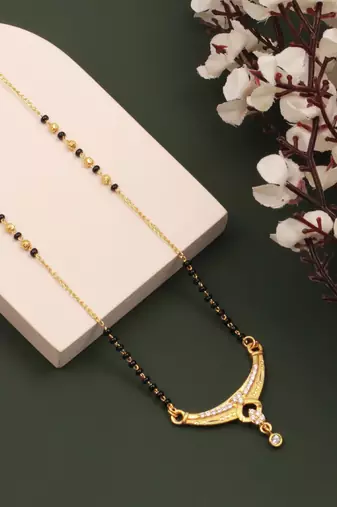gold plated diamond mangalsutra 