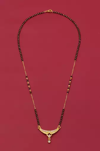 gold plated diamond mangalsutra 