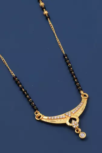 gold plated diamond mangalsutra 