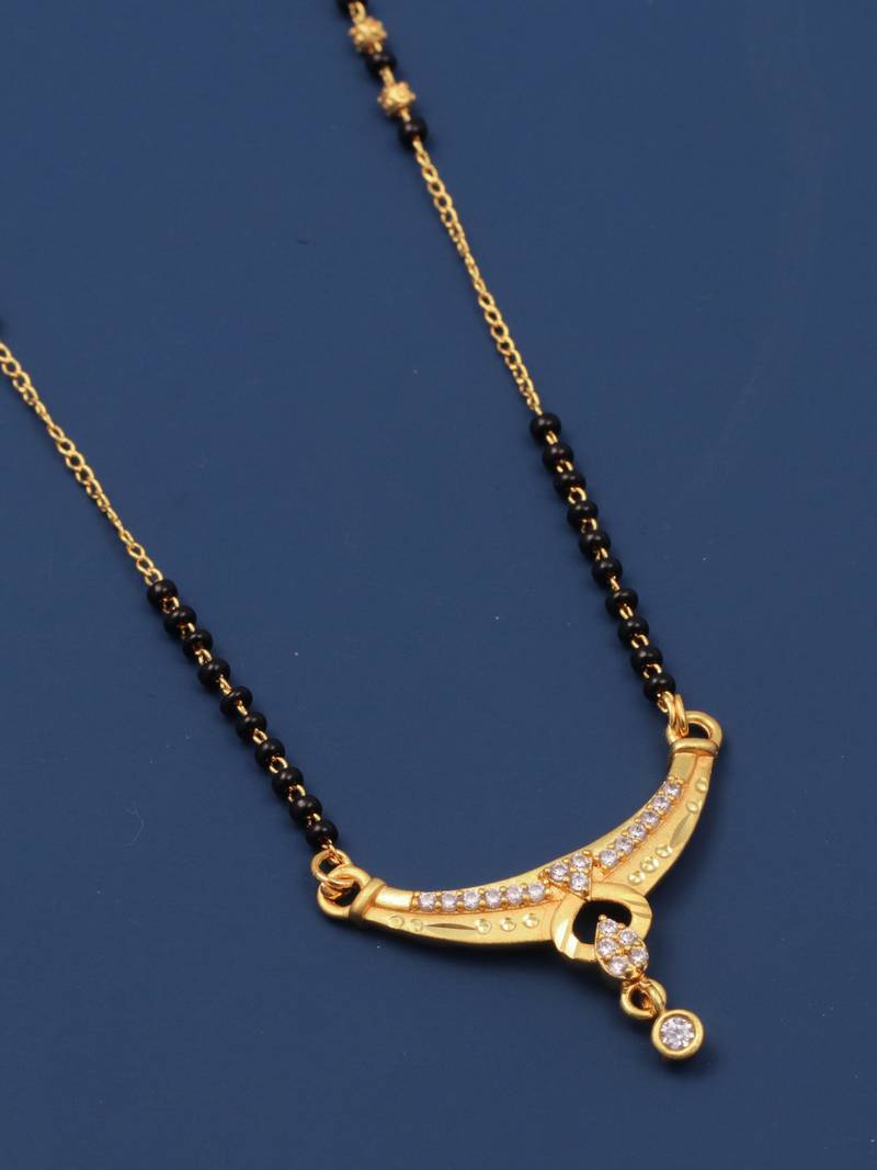 gold plated diamond mangalsutra 