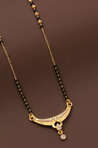 gold plated diamond mangalsutra 