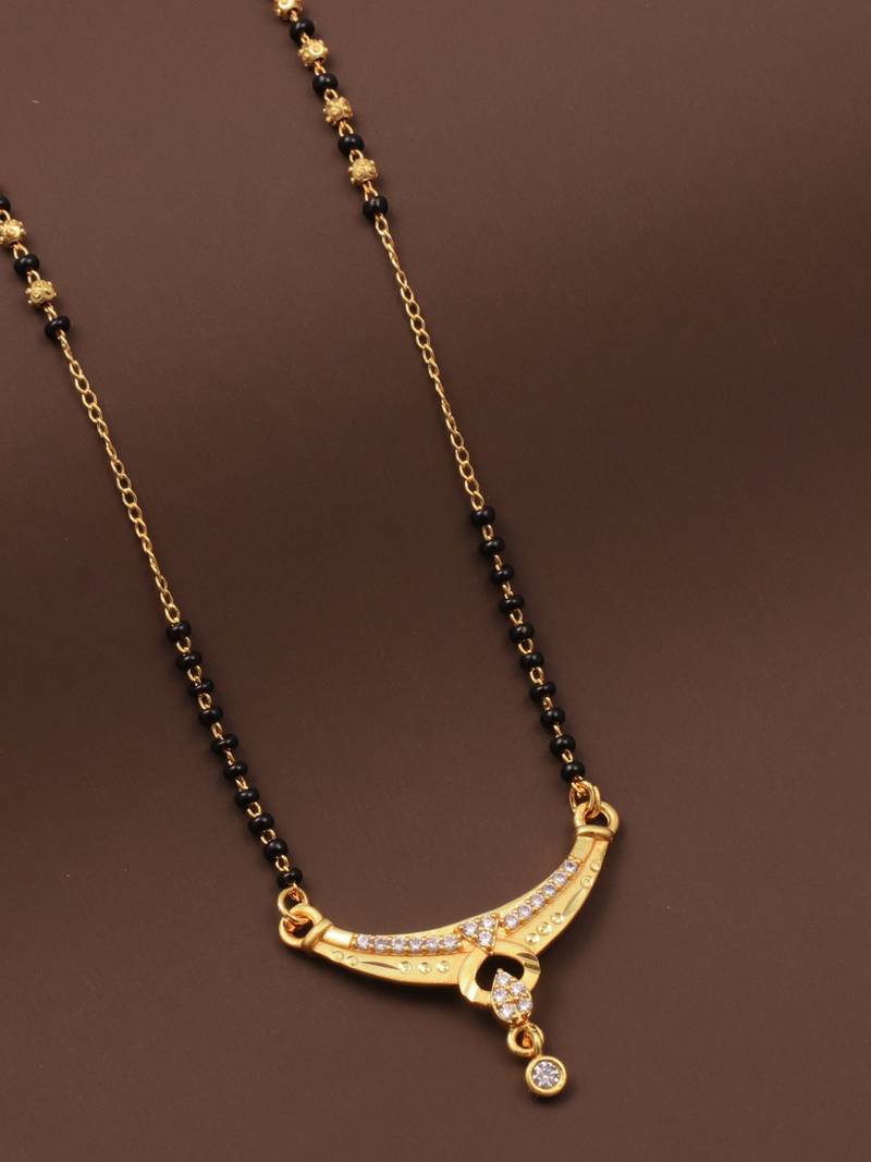 gold plated diamond mangalsutra 