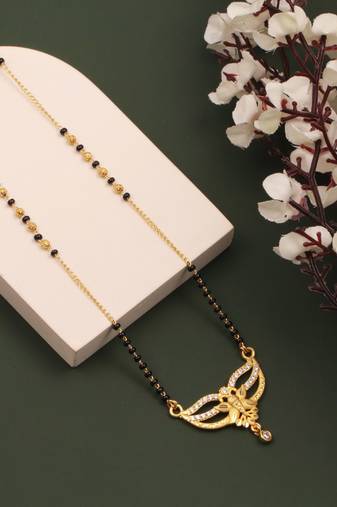gold plated diamond mangalsutra 