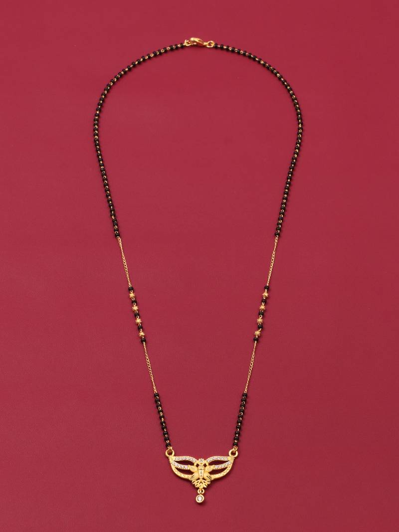 gold plated diamond mangalsutra 