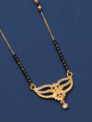 gold plated diamond mangalsutra  3