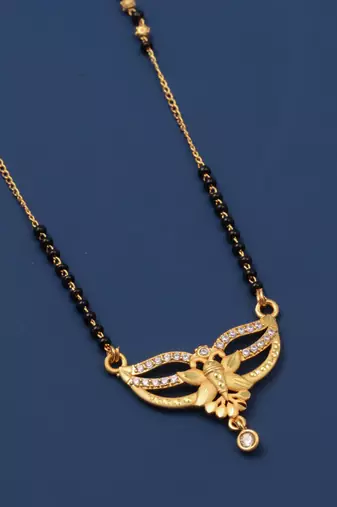 gold plated diamond mangalsutra 