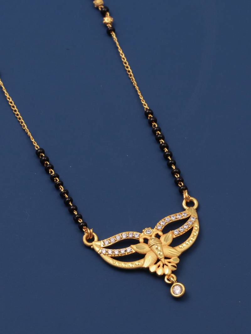 gold plated diamond mangalsutra 