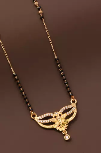 gold plated diamond mangalsutra 