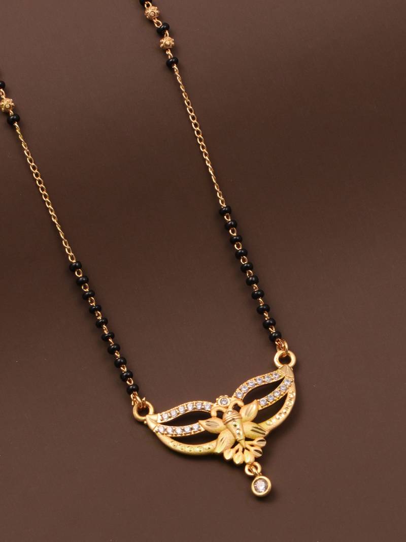 gold plated diamond mangalsutra 