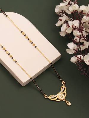 gold plated diamond mangalsutra  1
