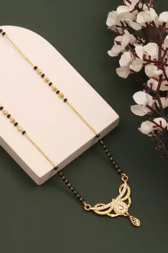 gold plated diamond mangalsutra 
