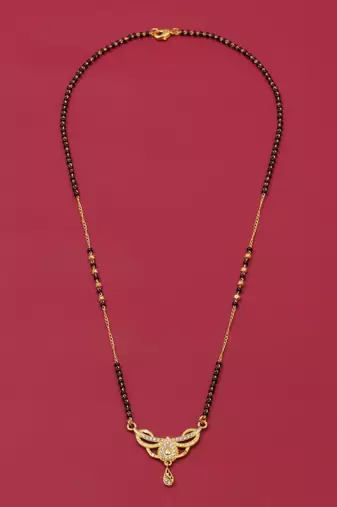 gold plated diamond mangalsutra 