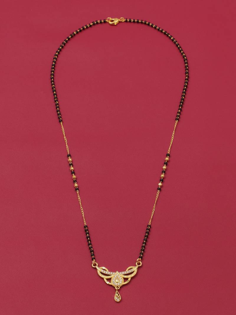 gold plated diamond mangalsutra 