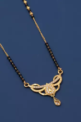 gold plated diamond mangalsutra 
