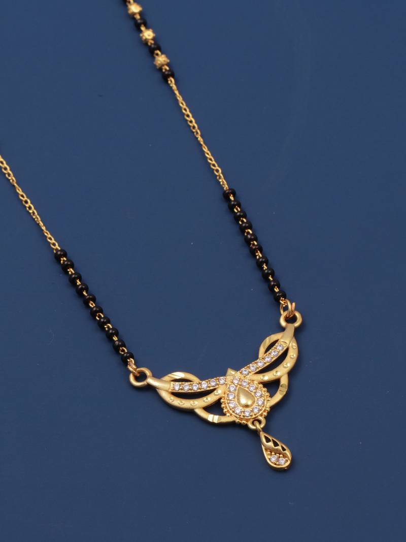 gold plated diamond mangalsutra 