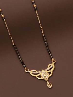 gold plated diamond mangalsutra  4