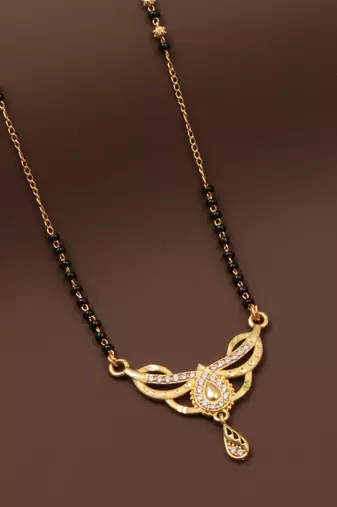gold plated diamond mangalsutra 