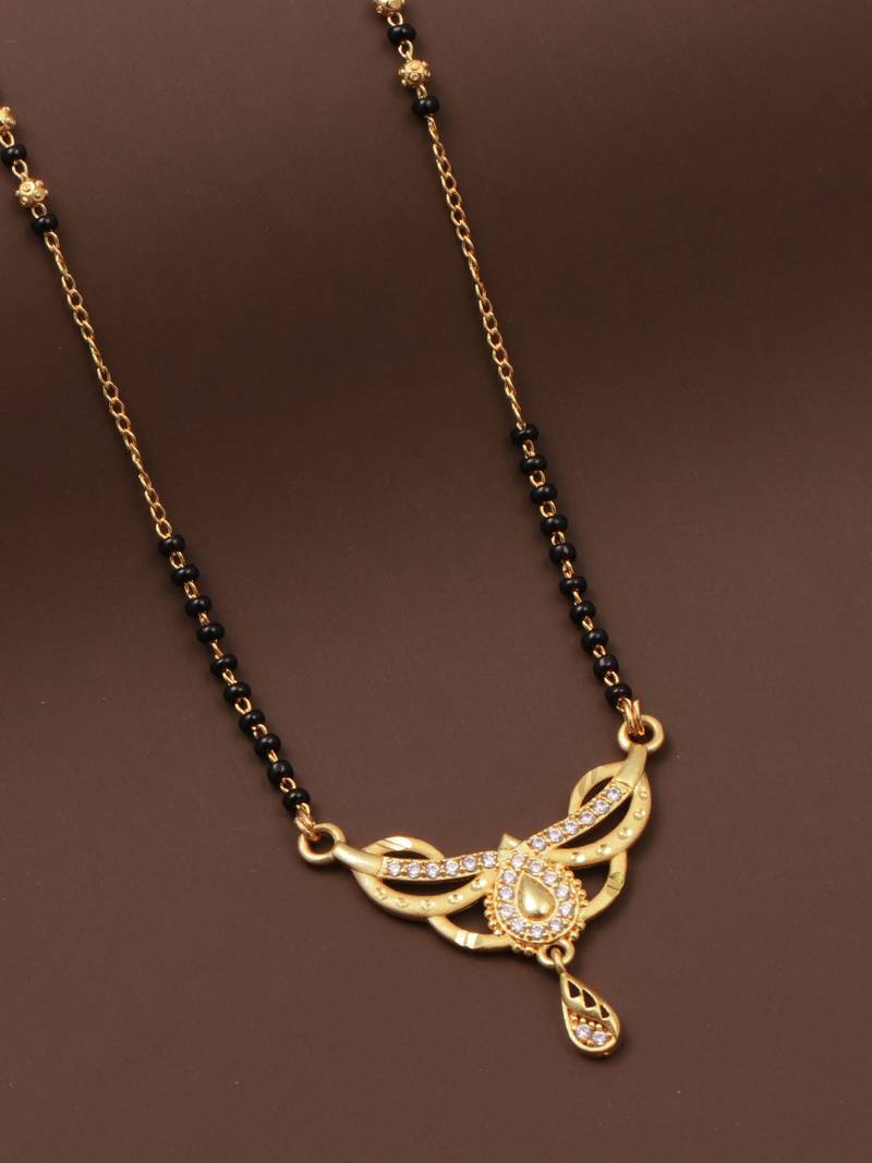 gold plated diamond mangalsutra 