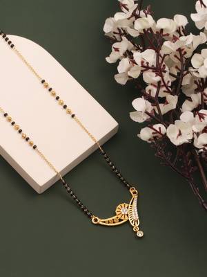 gold plated diamond mangalsutra  1