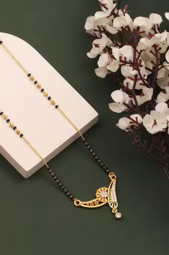 gold plated diamond mangalsutra 