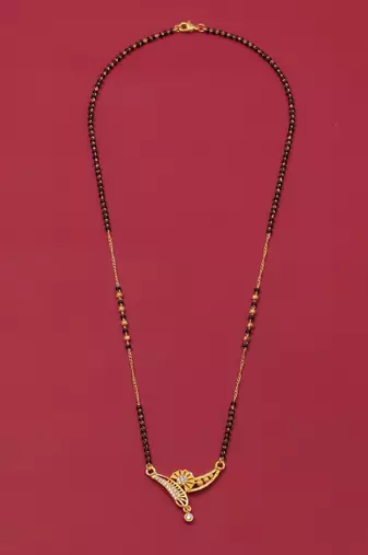 gold plated diamond mangalsutra 